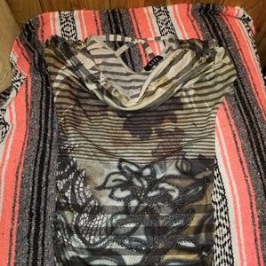 Cowl kneck shirt with embellishments